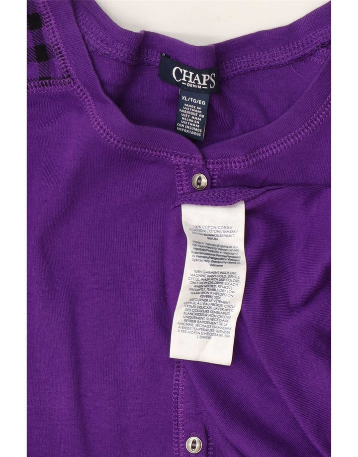 Chaps Damen Top Langarm UK 18 XL Lila kariert Baumwolle