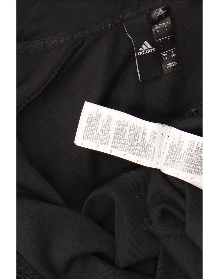 ADIDAS Herren-Kapuzenpullover mit Reißverschluss, groß, schwarze Baumwolle