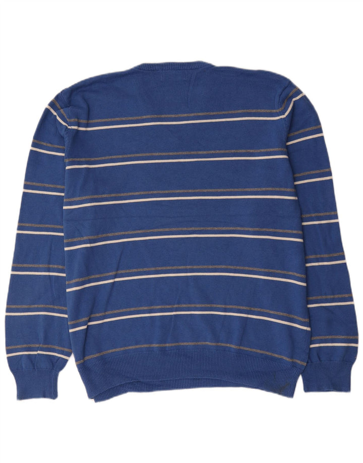 Marks & Spencer Herren Blue Harbor V-Ausschnitt Pullover Pullover XL Blau gestreift