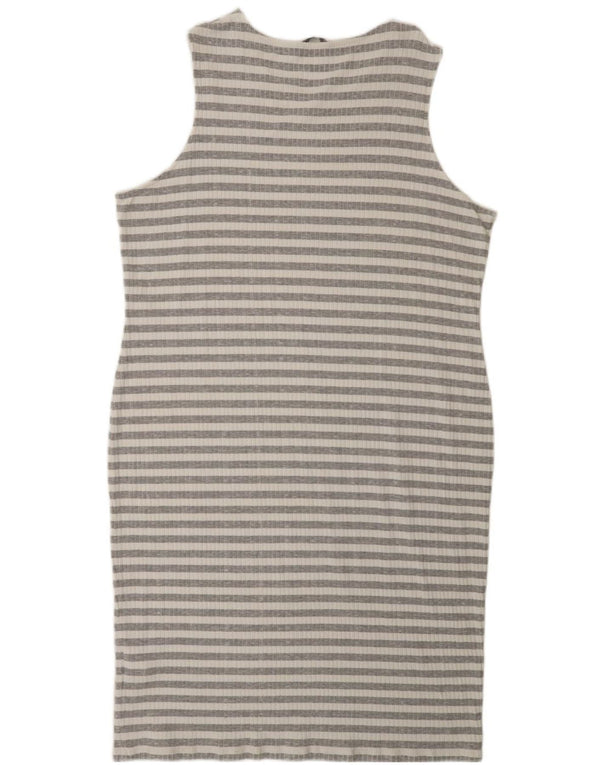 Marks & Spencer Damen Ärmelloses, figurbetontes Kleid UK 22 3XL Grau gestreift