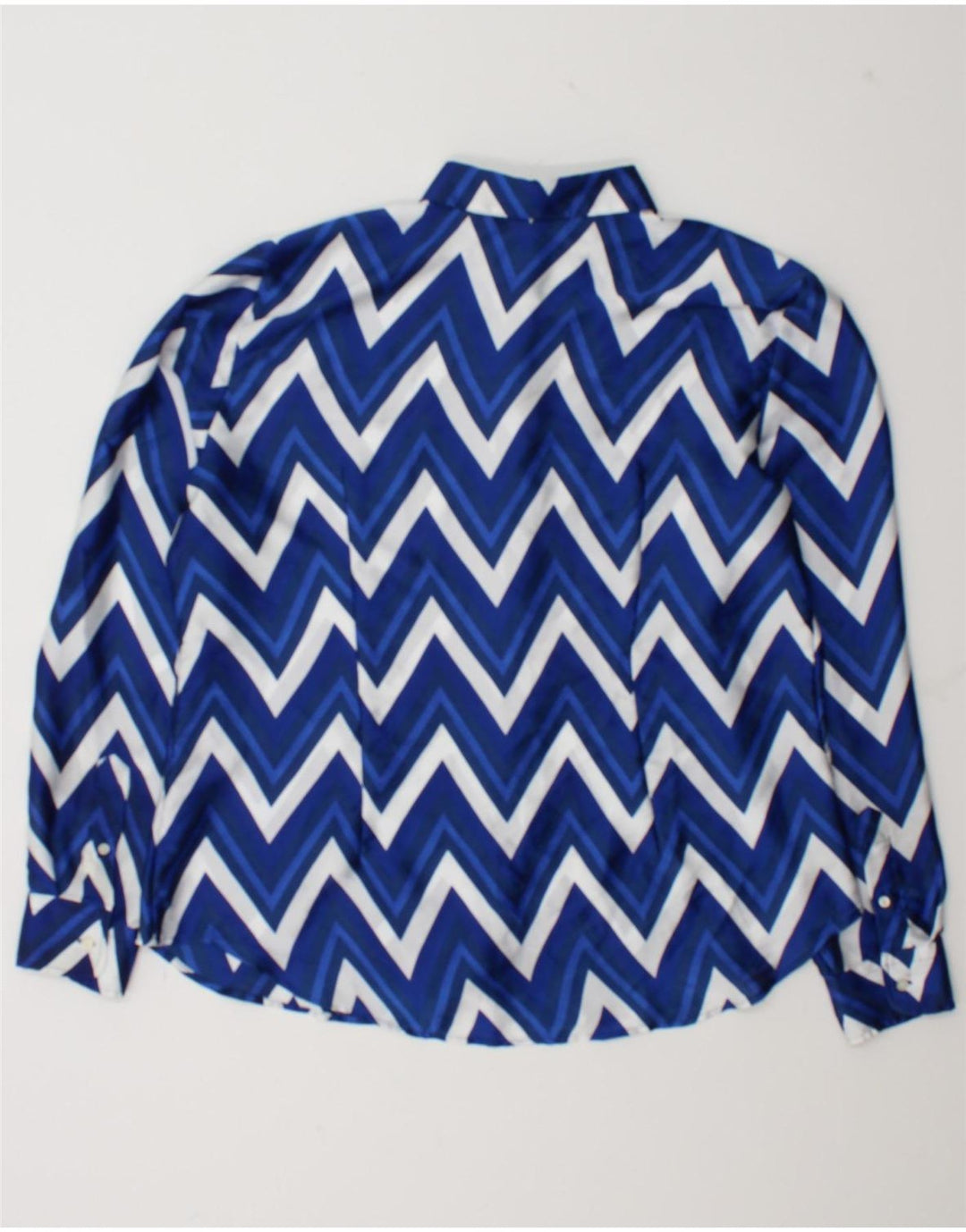 Ralph Lauren Damen-Hemdbluse, UK 18, XL, blaues Chevron-Polyester