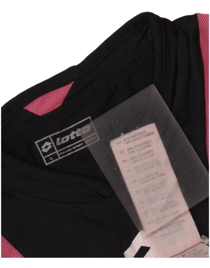LOTTO Damen T-Shirt Top UK 14 Large Schwarz Colourblock Polyamid