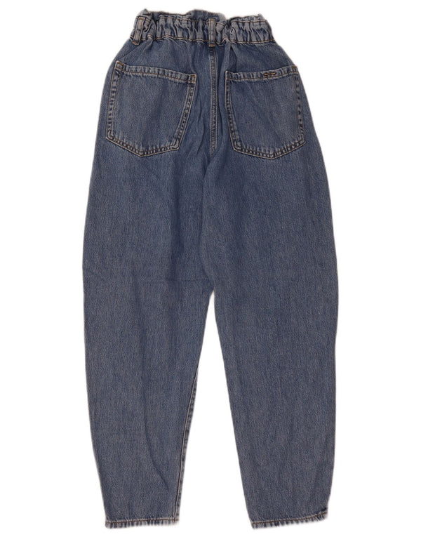 Zara Damen Crop High Waist Tapered Jeans EU 34 2XS W24 L25 Blaue Baumwolle