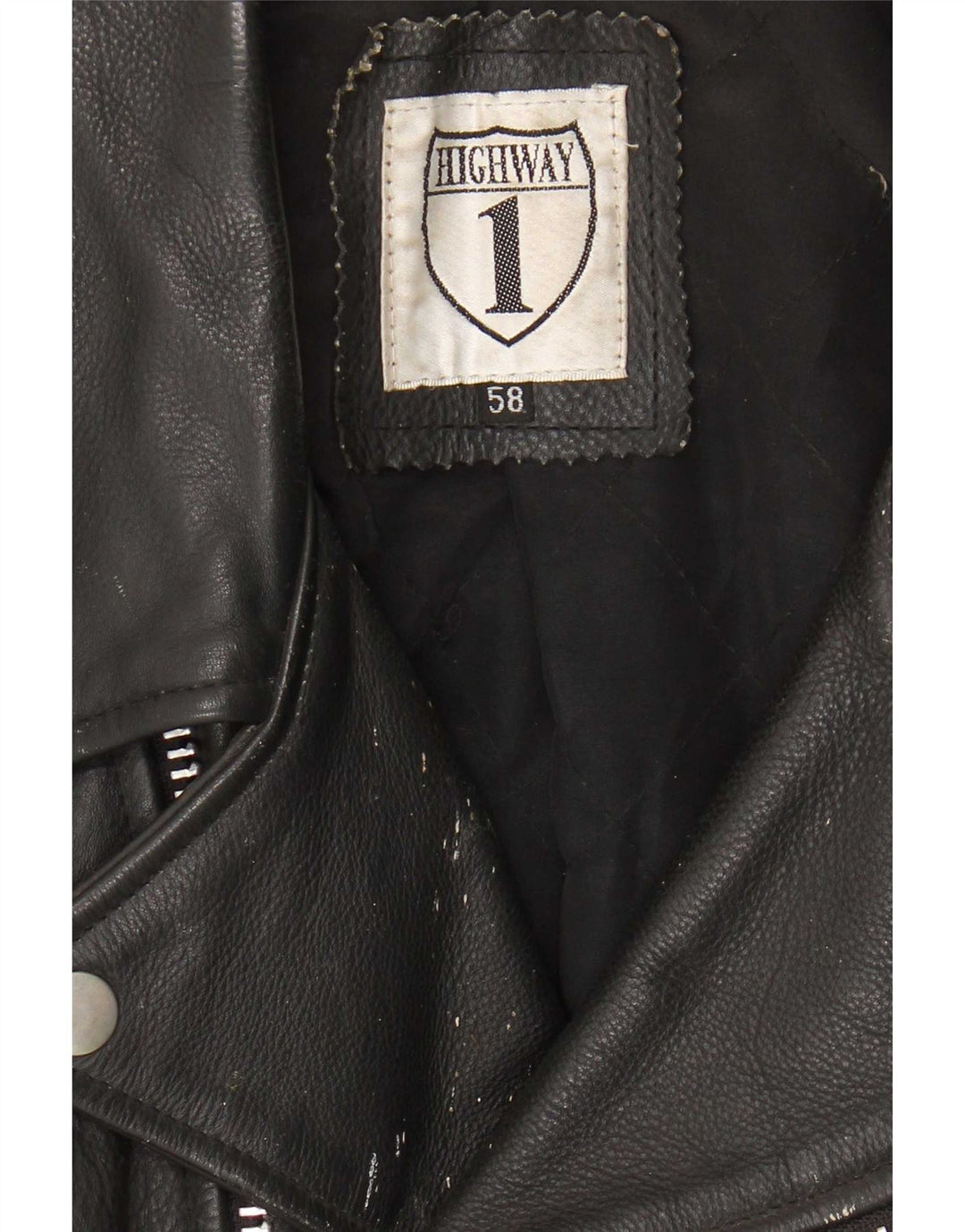 Highway 1 Herren Leder Bikerjacke Größe 58 3XL Schwarz