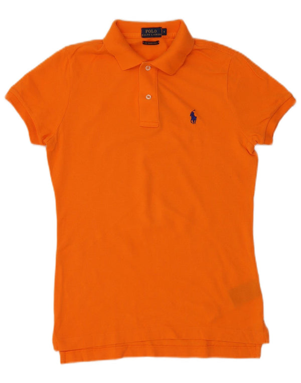 POLO RALPH LAUREN Skinny-Poloshirt für Damen, UK 10, Größe S, Orange, Baumwolle
