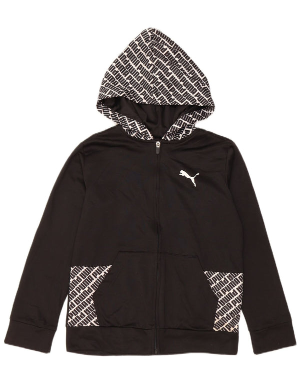 PUMA Jungen Kapuzenpullover mit grafischem Reißverschluss, 10–11 Jahre, mittelschwarzes Polyester