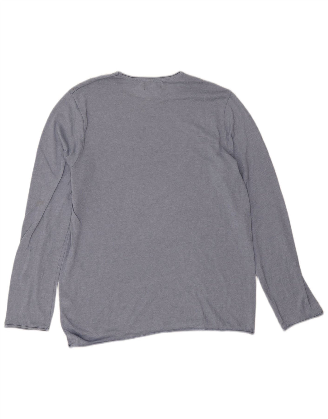 Zara Herren-Pullover mit Rundhalsausschnitt, mittelblaue Baumwolle