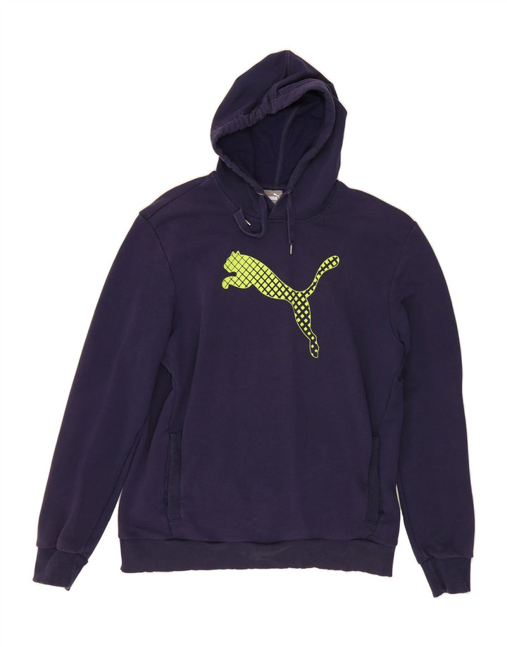 PUMA Mens Graphic Hoodie Jumper XL Navy Blue Vintage Puma and Second-Hand Puma from Messina Hembry 