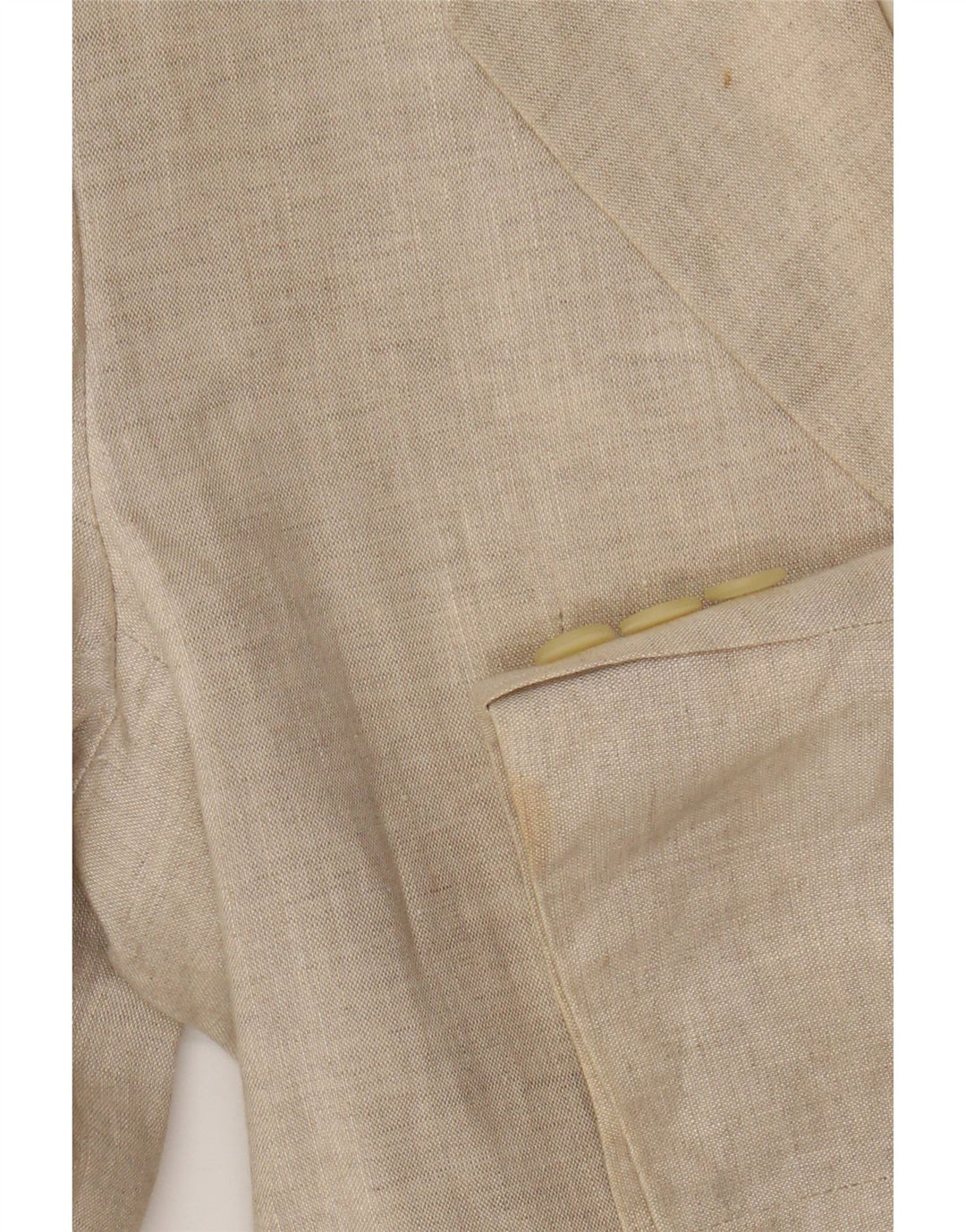 Benetton Damen 2-Knopf-Blazerjacke IT 40 Small Beige Leinen