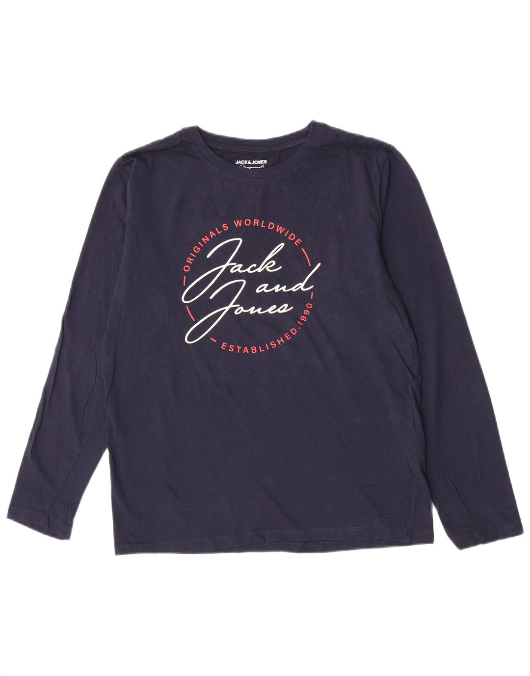 Jack & Jones Herren-Grafikoberteil, langärmelig, klein, marineblau, Baumwolle