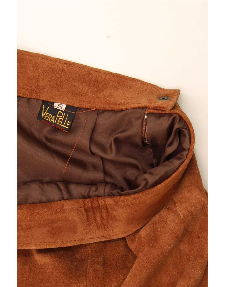 Vintage Damen Wildlederrock Klein W27 Braunes Leder