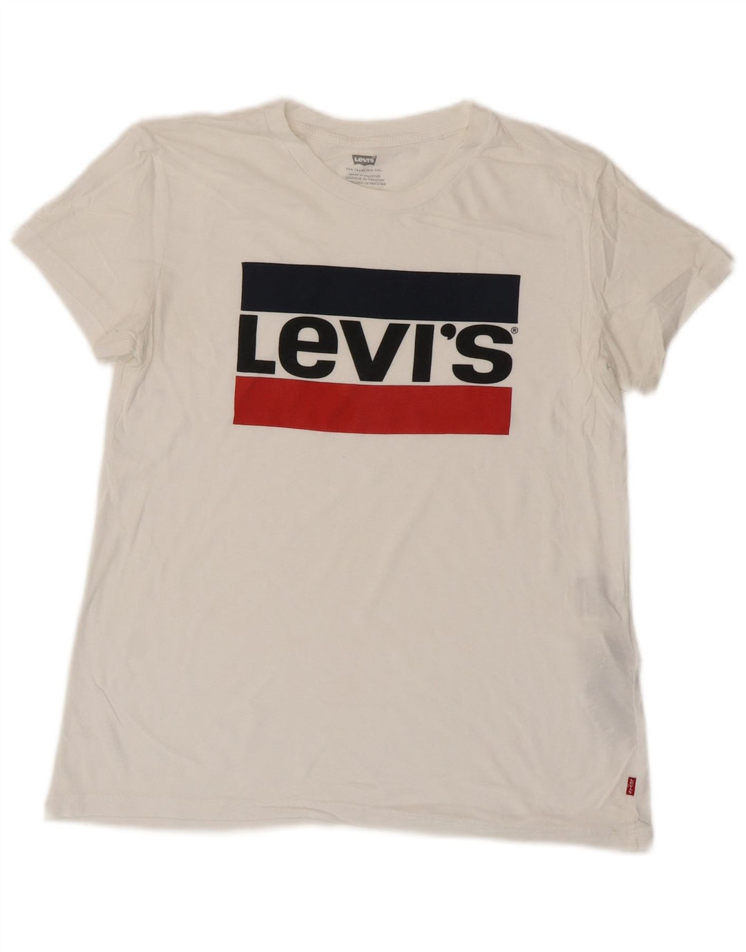 LEVI'S Damen-T-Shirt in Übergröße mit Grafik, UK 6 XS, weiße Baumwolle