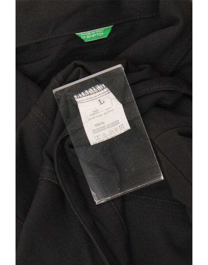 Benetton Damen Crop Bomberjacke UK 14 Large Schwarz Polyester