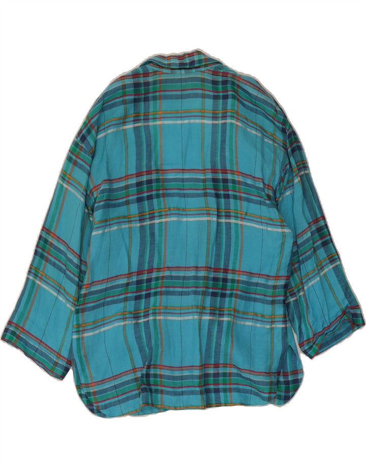 SUPERIOR Womens 3/4 Sleeve 1 Button Blazer Jacket UK 14 Large Blue Check Vintage Superior and Second-Hand Superior from Messina Hembry 