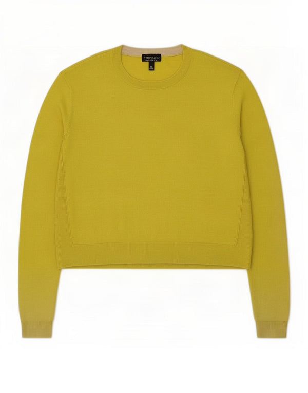 Topshop Damen Crop Crew Neck Pullover Pullover UK 16 Large Gelb Polyester