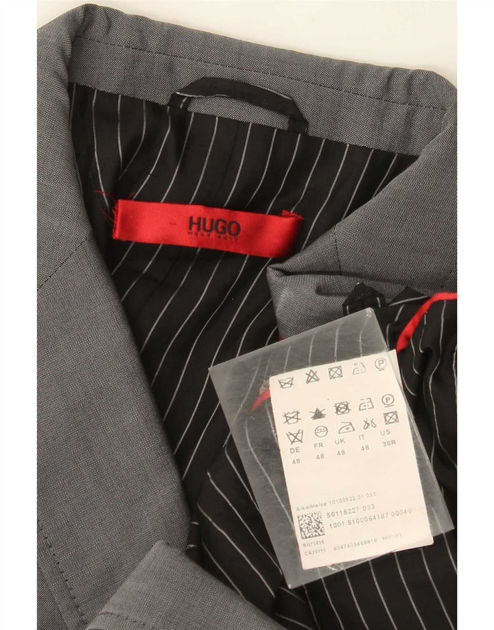 Hugo Boss Herren-Blazer mit 2 Knöpfen, EU 48, mittelgraue Wolle