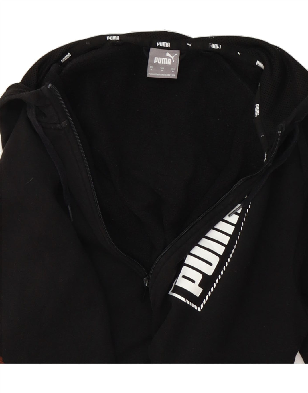 PUMA Mens Graphic Zip Hoodie Sweater Medium Black Cotton Vintage Puma and Second-Hand Puma from Messina Hembry 