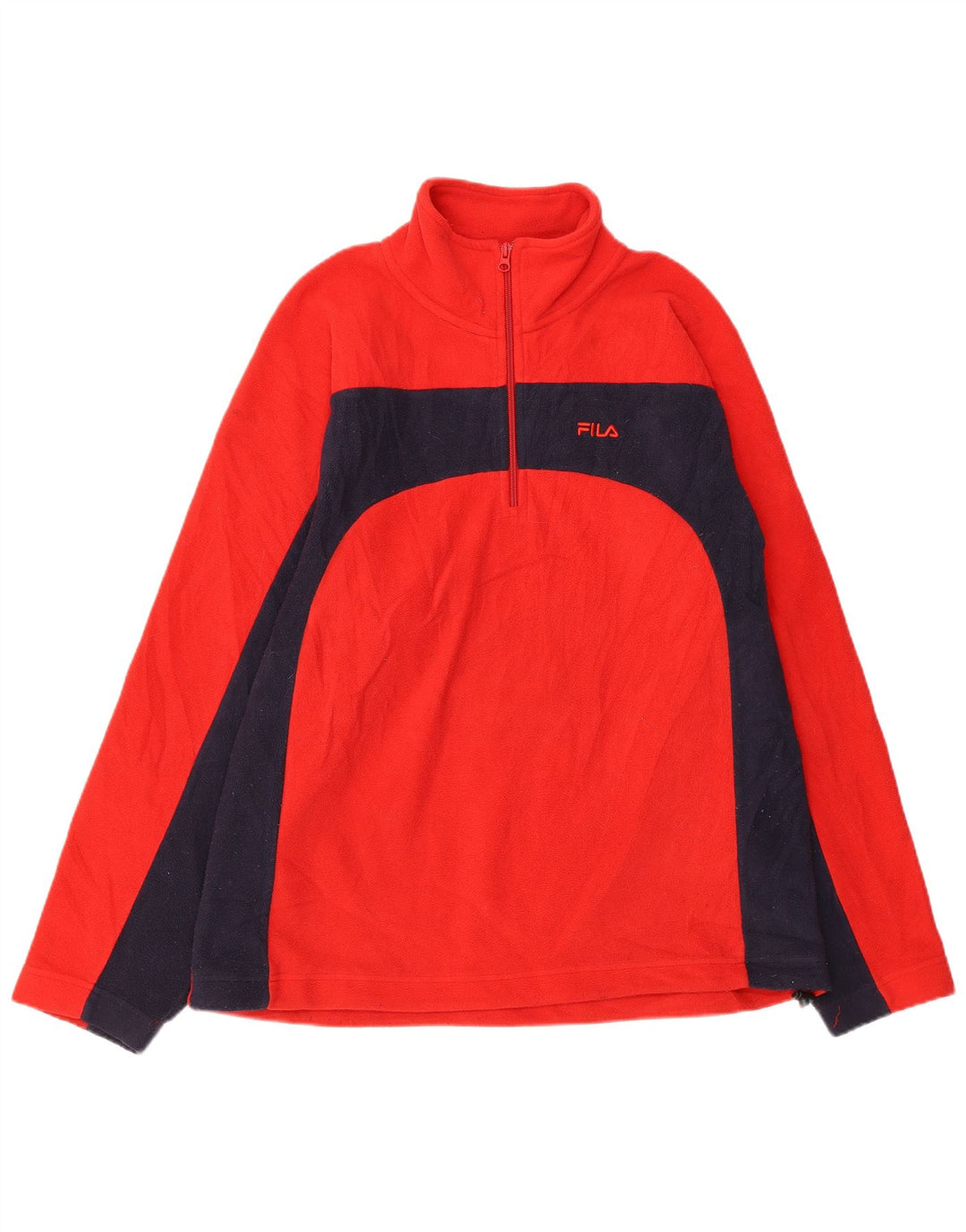 Fila Herren-Fleecepullover mit Reißverschluss am Hals, groß, rot, Farbblock