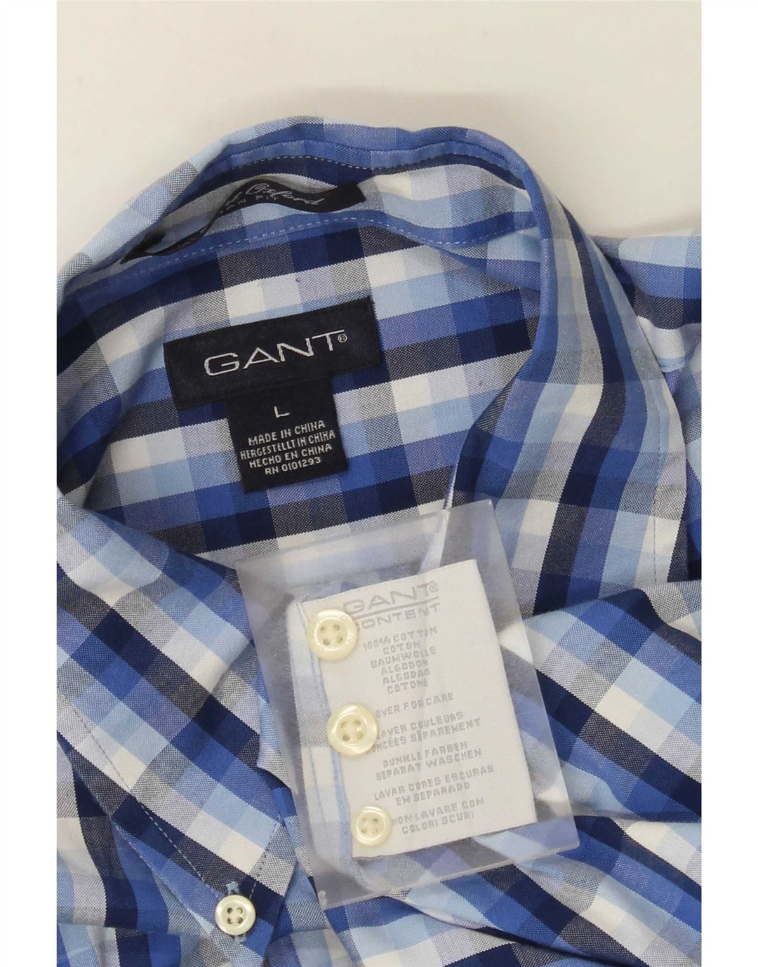 Gant Herrenhemd, groß, blau kariert, Baumwolle