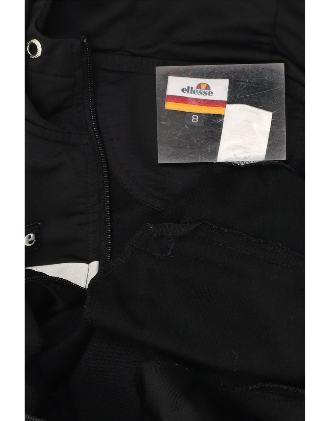 ELLESSE Womens Zip Hoodie Sweater UK 8 Small Black Striped Polyester Vintage Ellesse and Second-Hand Ellesse from Messina Hembry 