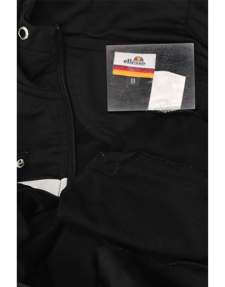 ELLESSE Womens Zip Hoodie Sweater UK 8 Small Black Striped Polyester Vintage Ellesse and Second-Hand Ellesse from Messina Hembry 