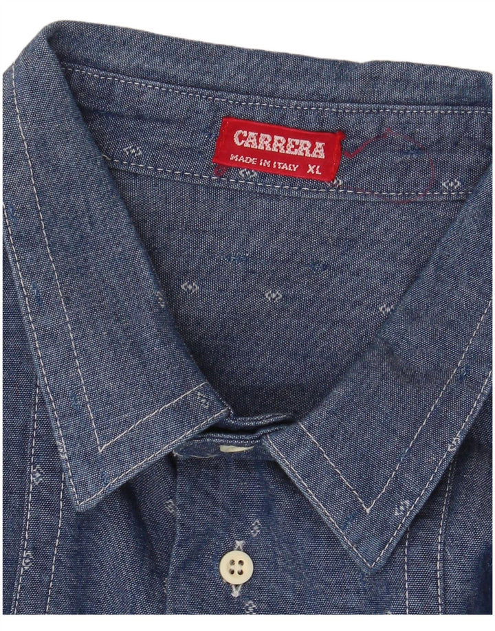 Carrera Herrenhemd XL Marineblau Geometrisch