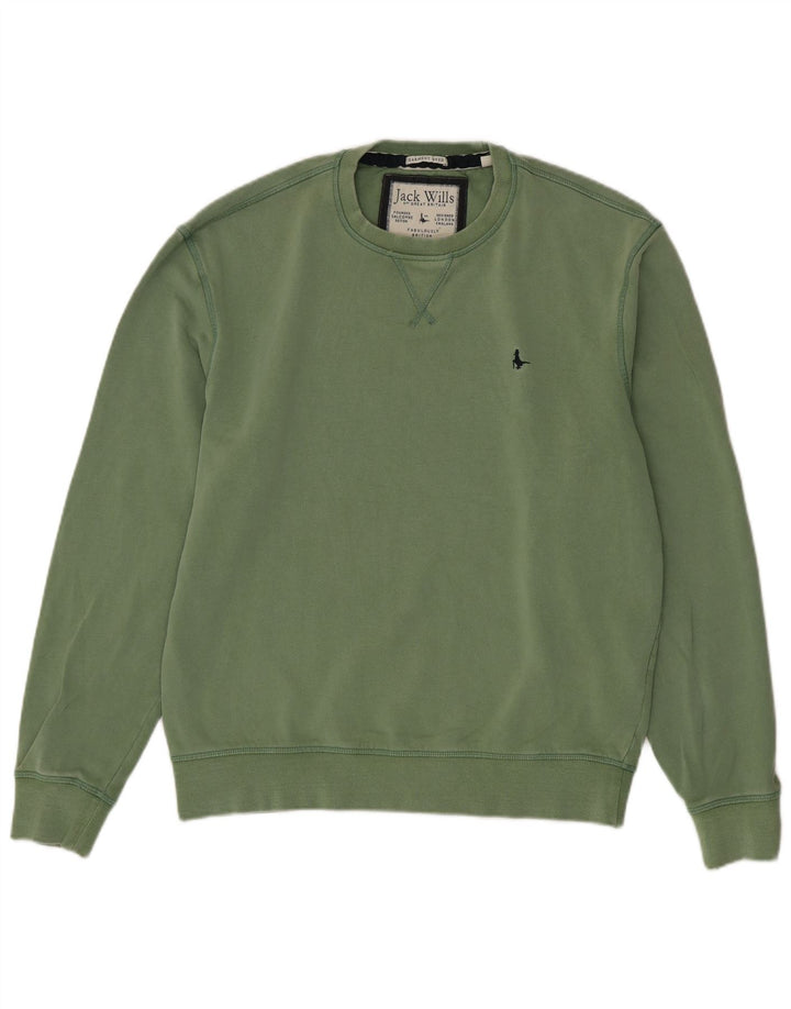 Jack Wills Herren-Sweatshirt-Pullover aus mittelgrüner Baumwolle