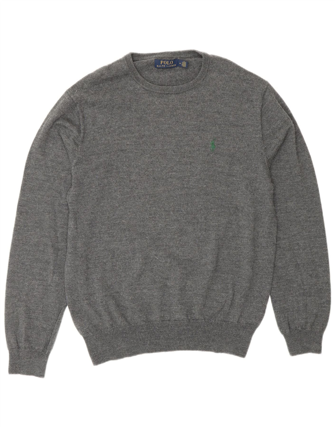 Polo Ralph Lauren Herren-Pullover mit Rundhalsausschnitt, mittelgraue Wolle