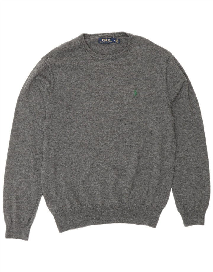 Polo Ralph Lauren Herren-Pullover mit Rundhalsausschnitt, mittelgraue Wolle