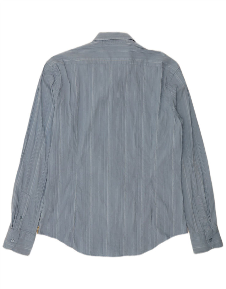 TED BAKER Herrenhemd Größe 6 2XL Blau gestreifte Baumwolle