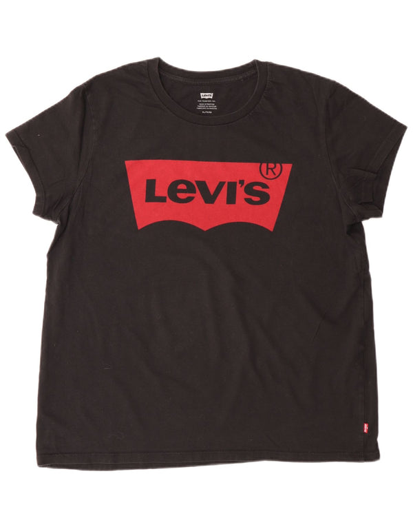 LEVI'S Damen Grafik-T-Shirt-Oberteil UK 18 XL Schwarz