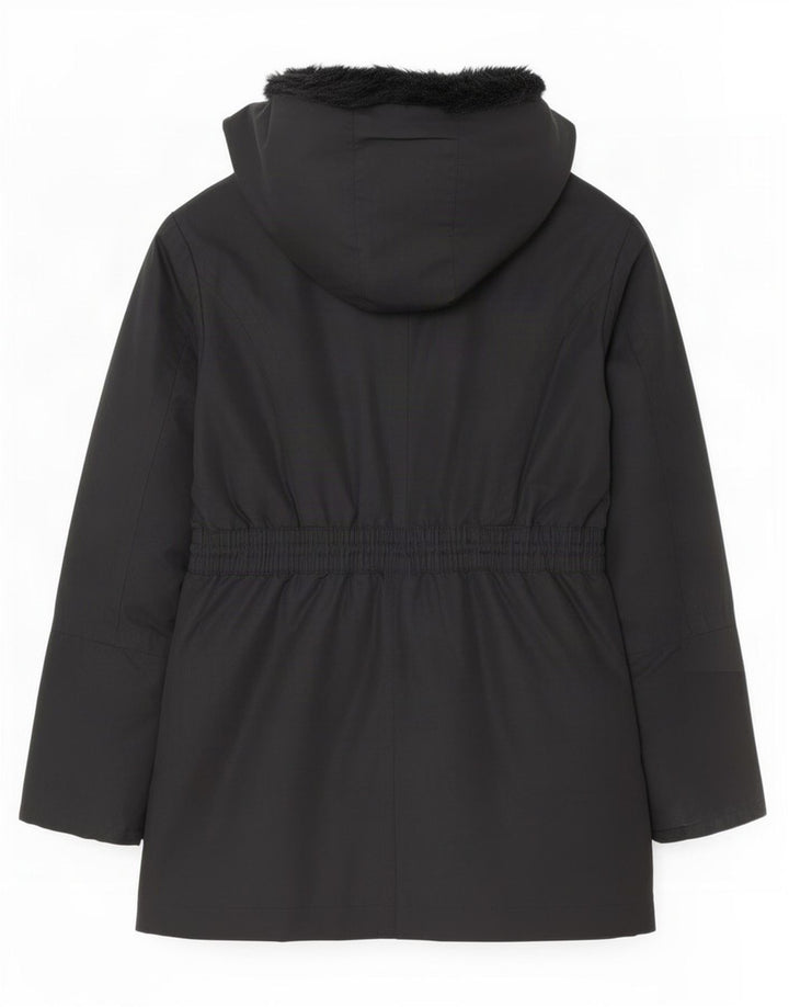 Ted Baker Damen-Parka mit Kapuze, übergroß, Größe 2, klein, schwarzes Polyester