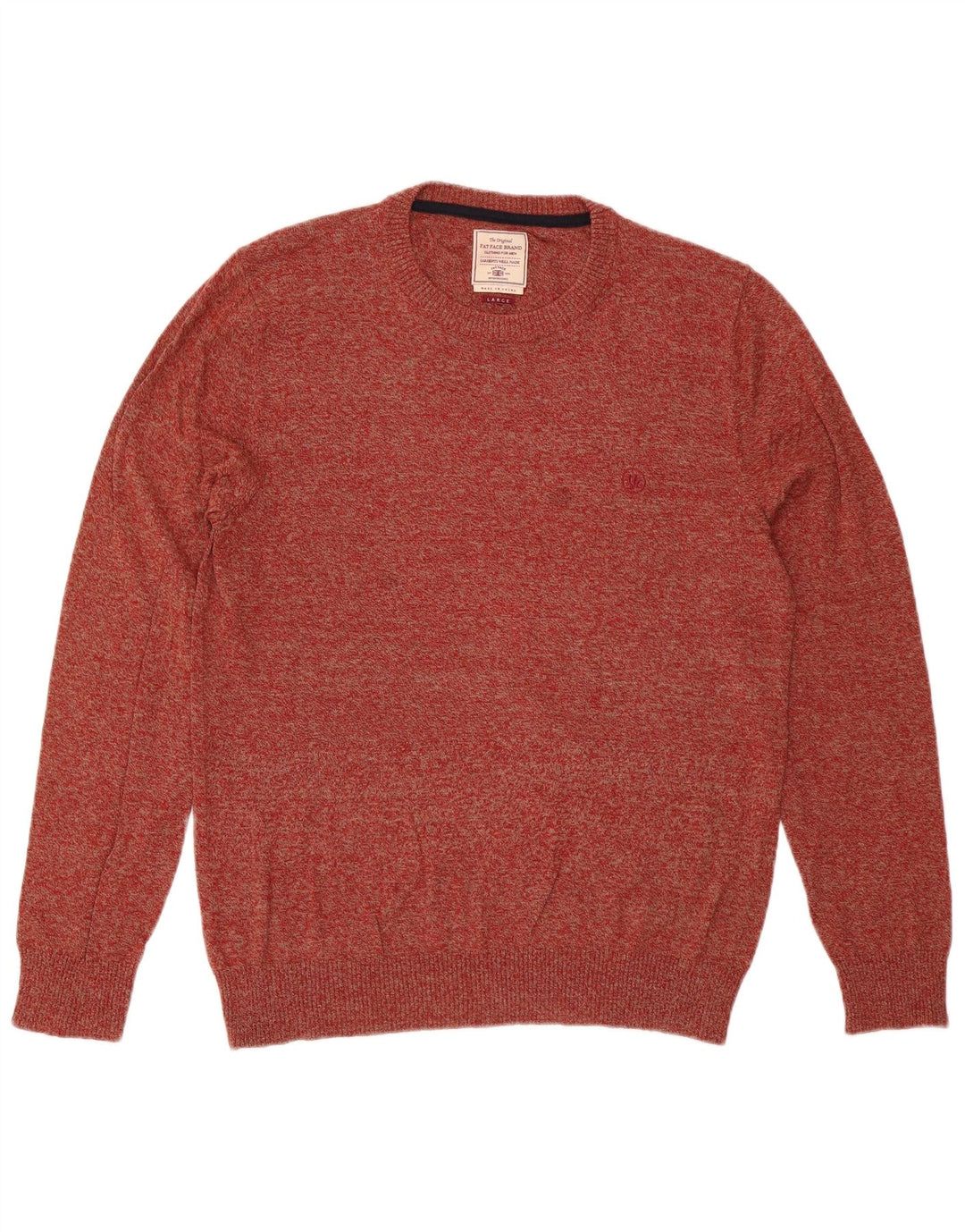 Fat Face Herren-Pullover mit Rundhalsausschnitt, groß, rot gesprenkelte Baumwolle