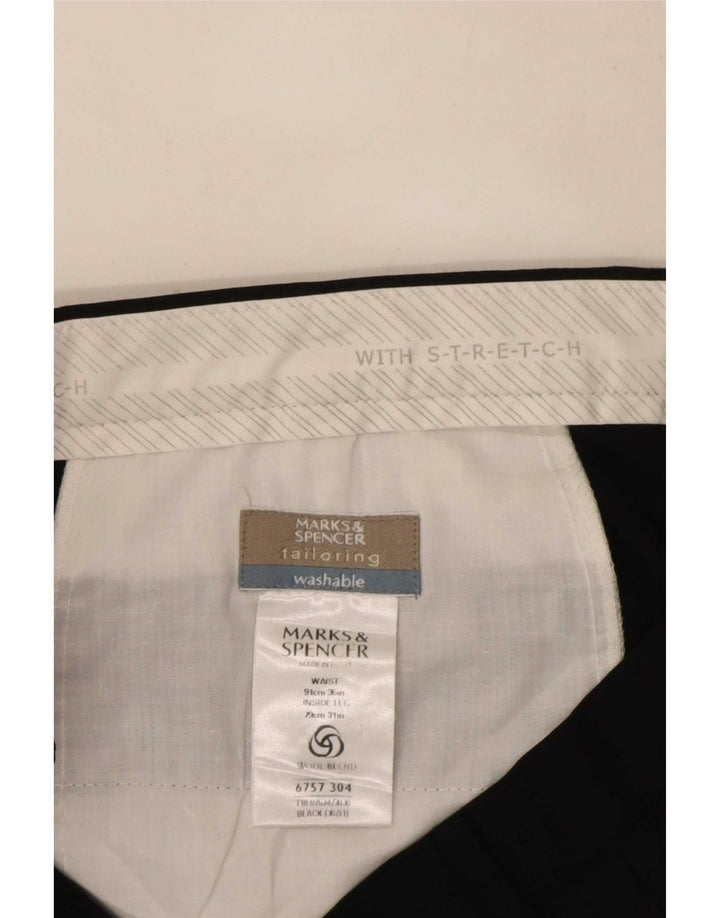 Marks & Spencer Herren-Anzughose mit Pegged-Anzug, W36, L31, schwarzes Polyester
