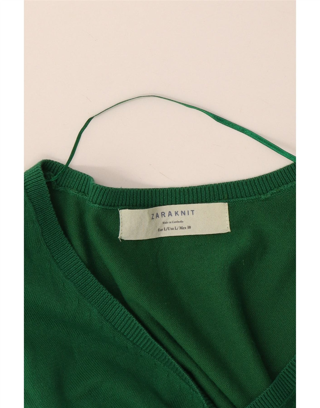 Zara Damen-Pullover mit V-Ausschnitt, Größe 44, Grün
