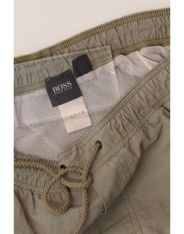 Hugo Boss Herren-Badeshorts, groß, grünes Nylon
