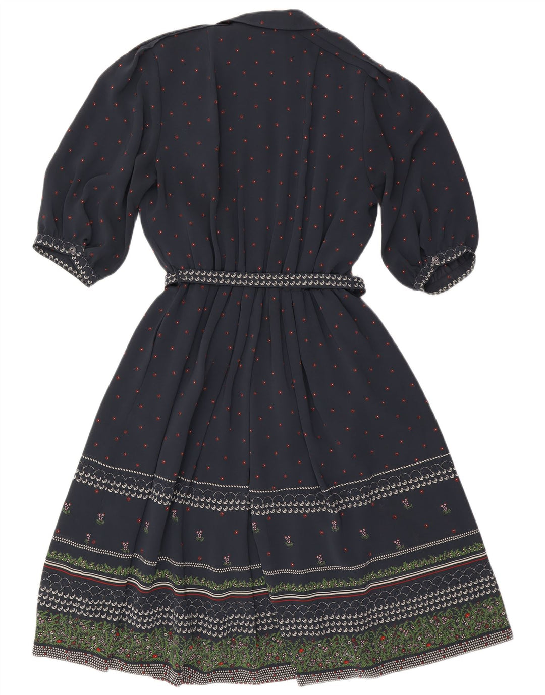 RALPH A-Linien-Kleid mit 3/4-Ärmeln für Damen, EU 46, XL, Marineblau, Blumenmuster, Polyester