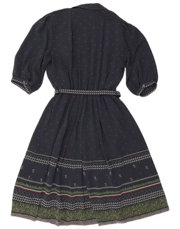 RALPH A-Linien-Kleid mit 3/4-Ärmeln für Damen, EU 46, XL, Marineblau, Blumenmuster, Polyester