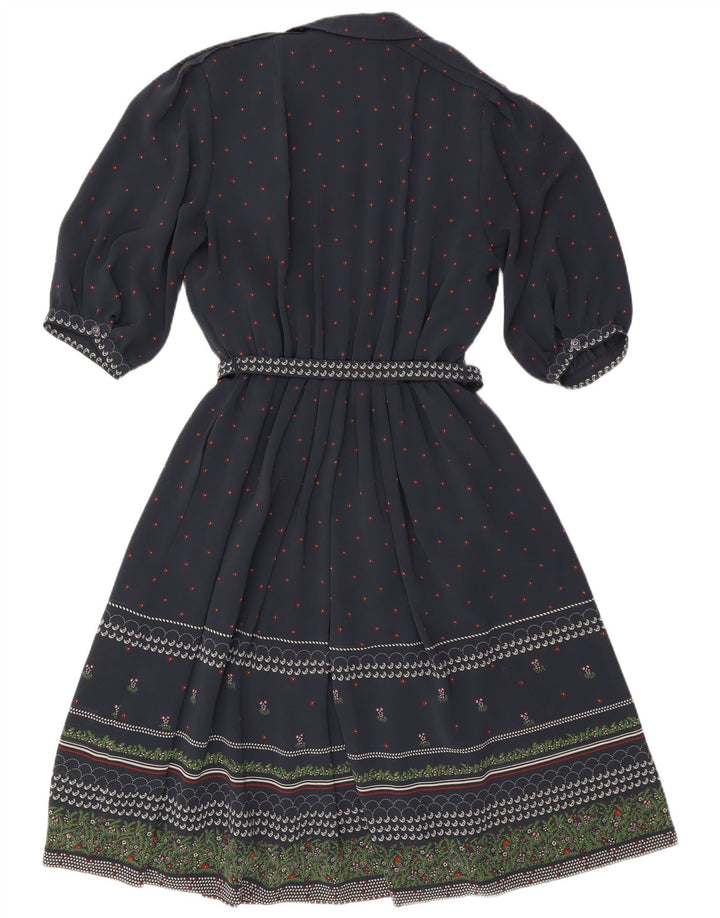 RALPH A-Linien-Kleid mit 3/4-Ärmeln für Damen, EU 46, XL, Marineblau, Blumenmuster, Polyester