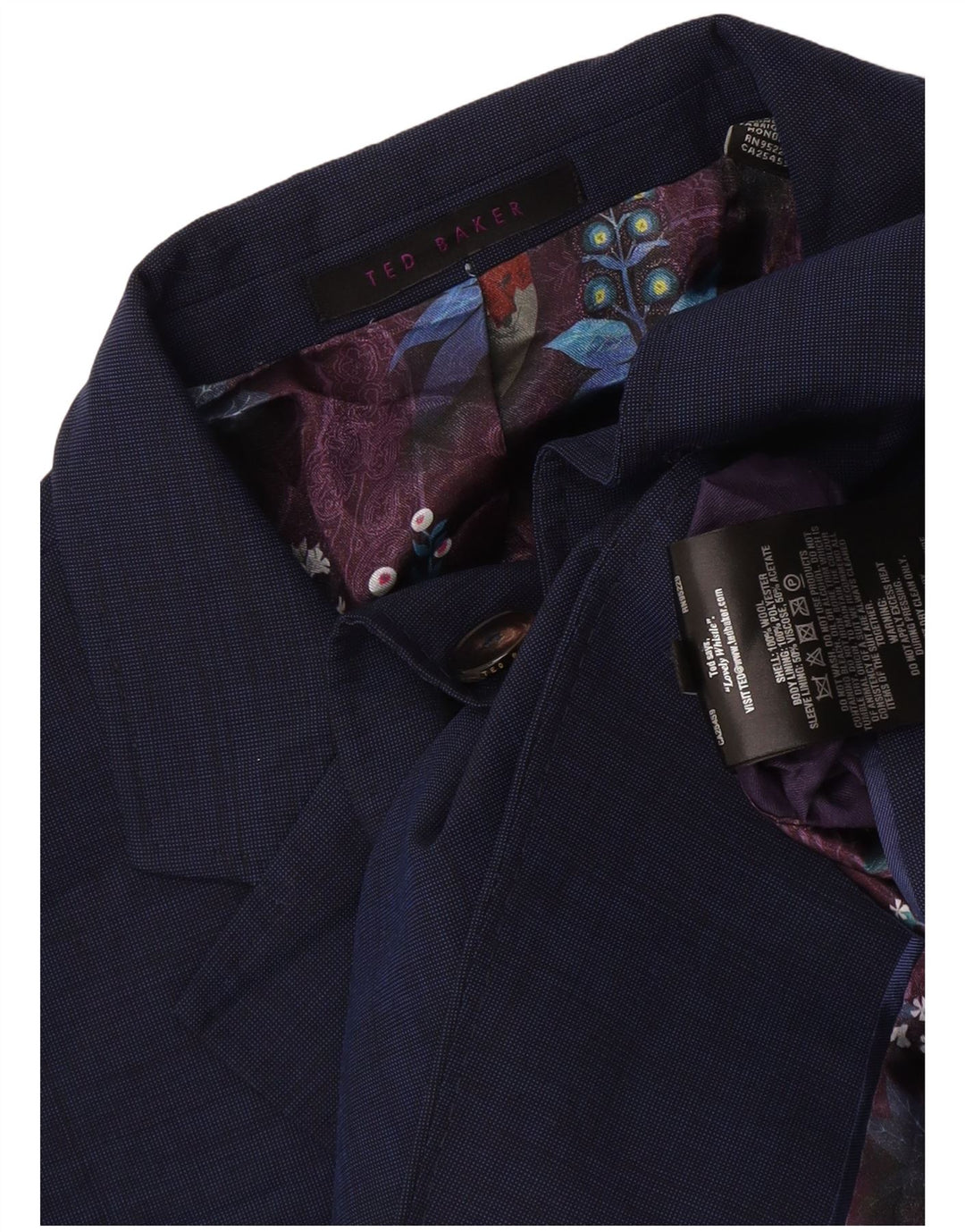 Ted Baker Herren-Blazer mit 2 Knöpfen, UK 44, 2XL, marineblaue Wolle