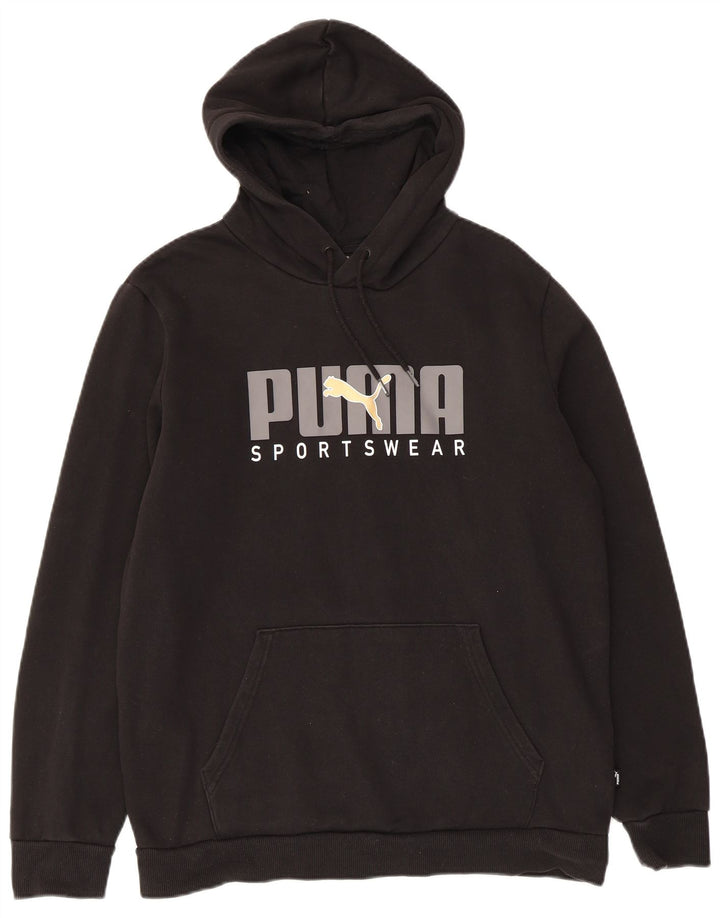 Puma Herren Grafik-Hoodie-Pullover aus mittelschwarzer Baumwolle