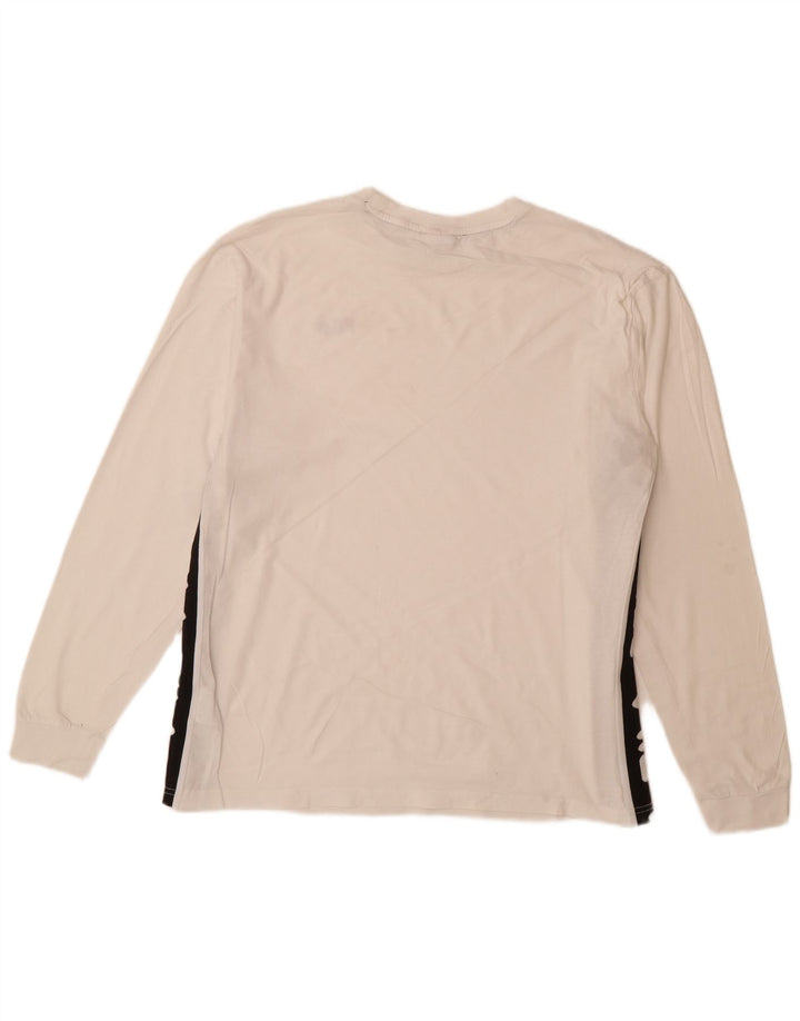 FILA Herren-Grafik-Oberteil, langärmelig, groß, weiße Farbblock-Baumwolle