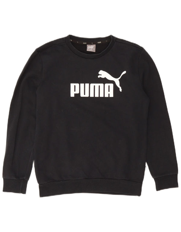 Puma Womens Graphic Oversized Sweatshirt Pullover UK 6 XS Marineblau Baumwolle