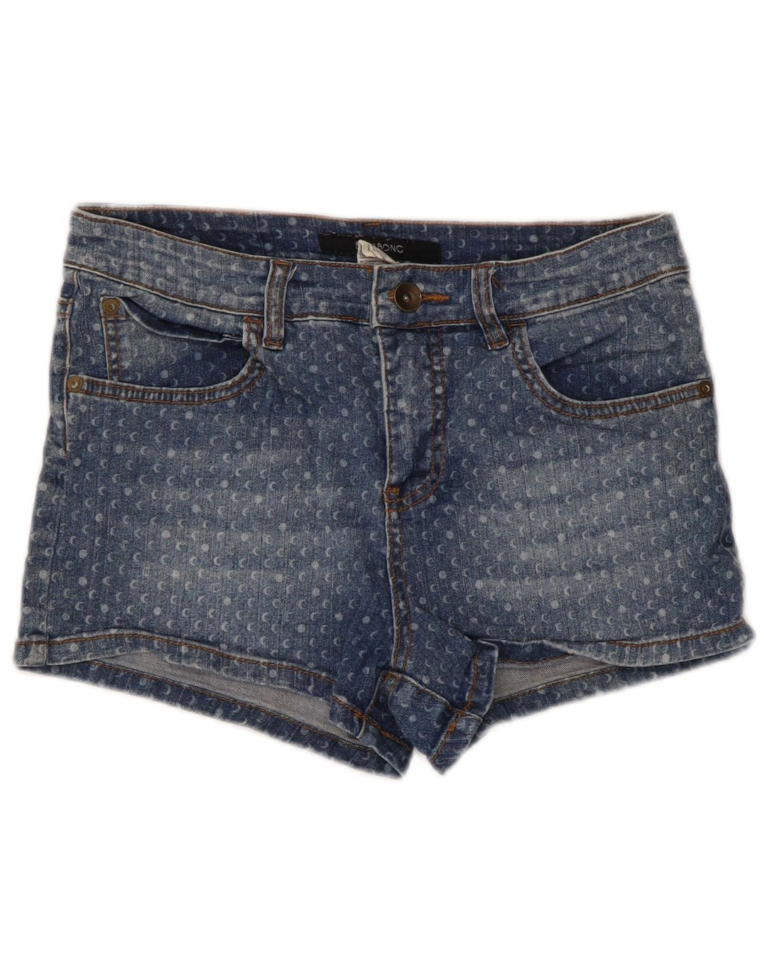 Billabong Damen Jeansshorts W28 mittelblau gepunktete Baumwolle