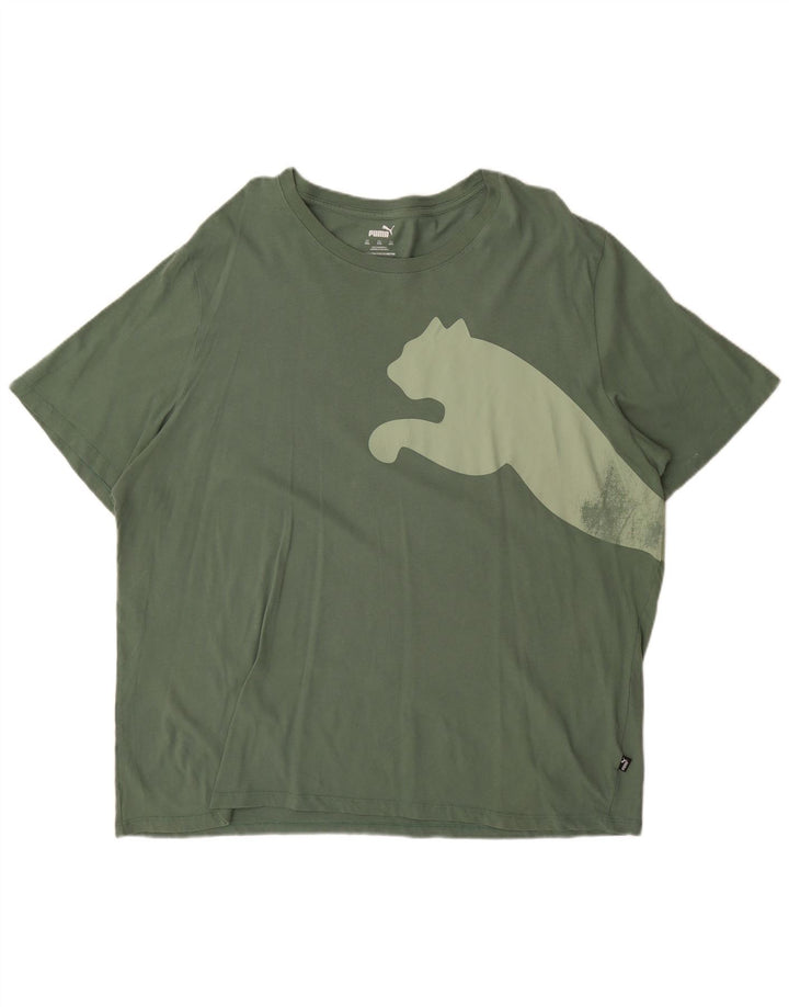 PUMA Herren Grafik T-Shirt Top 2XL Grüne Baumwolle