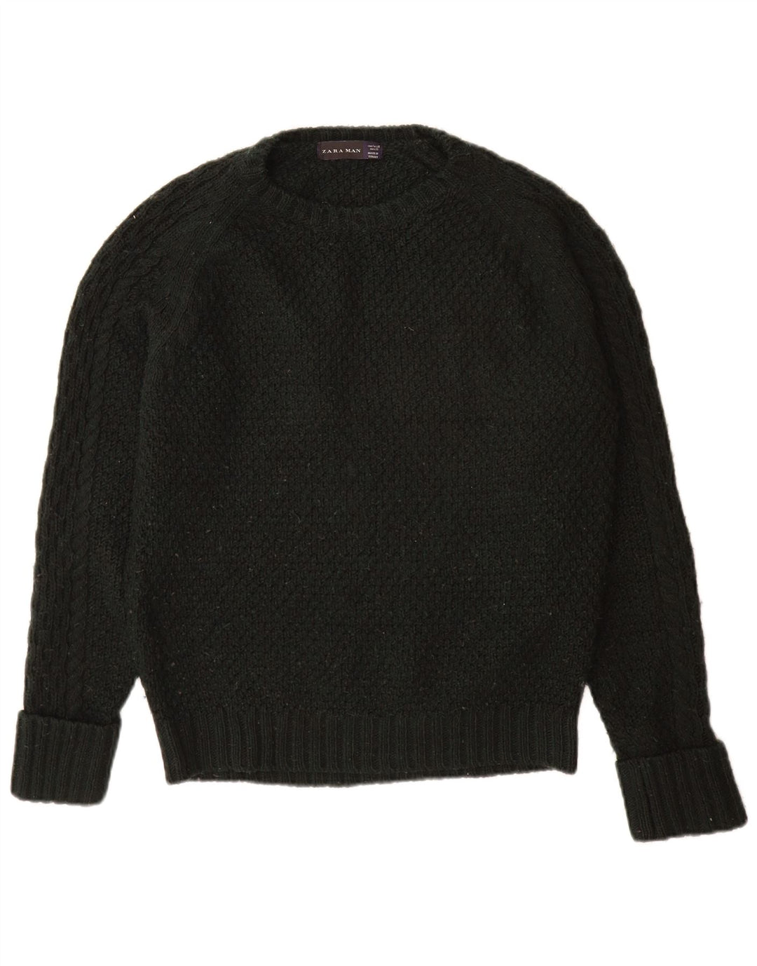 Zara Herren-Pullover mit Rundhalsausschnitt, Mittelschwarz, Acryl