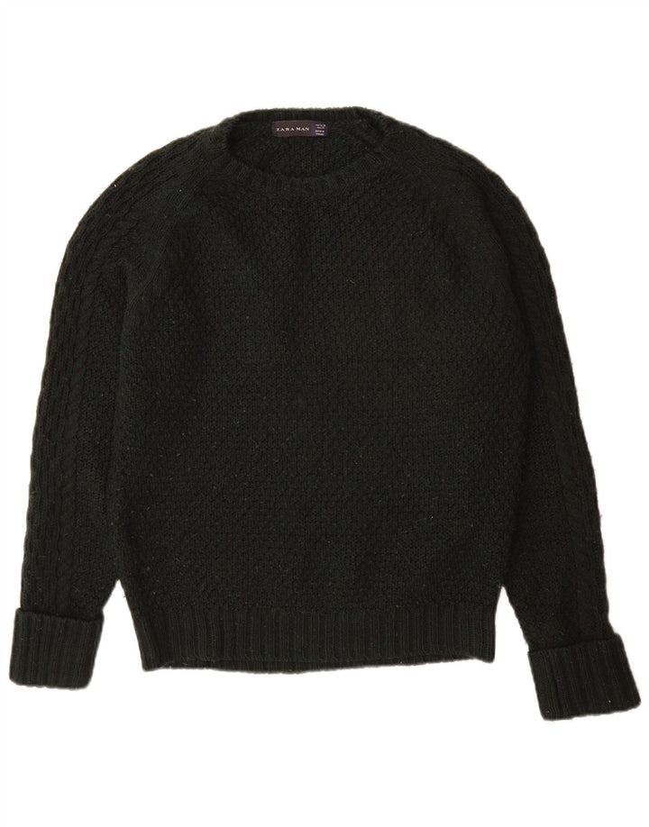 Zara Herren-Pullover mit Rundhalsausschnitt, Mittelschwarz, Acryl
