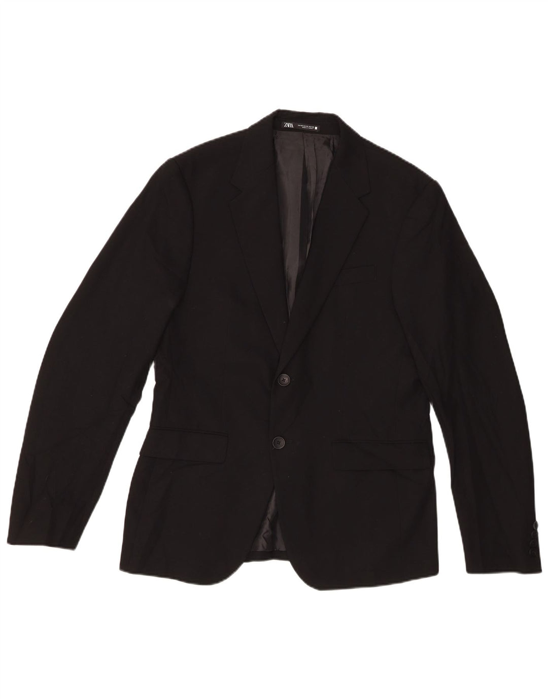 Zara Herren-Blazer mit 2 Knöpfen, EU 48, mittelschwarze Viskose