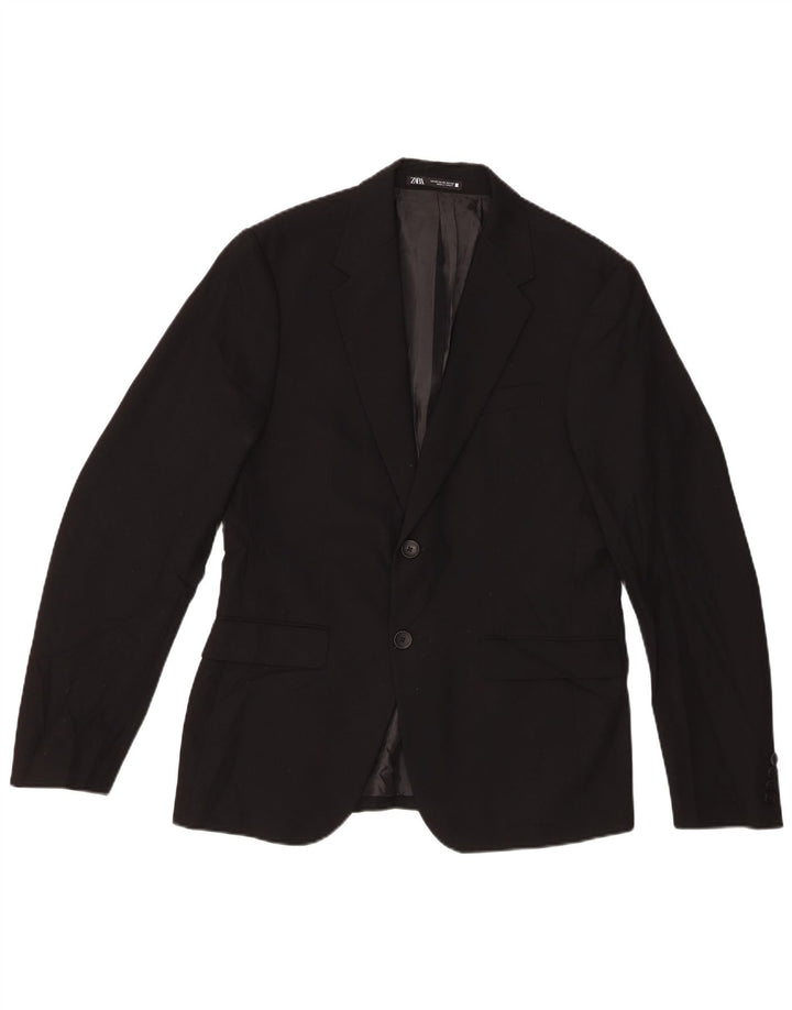 Zara Herren-Blazer mit 2 Knöpfen, EU 48, mittelschwarze Viskose