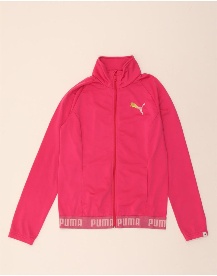 PUMA Womens Graphic Tracksuit Top Jacket UK 14 Large  Pink Polyester Vintage Puma and Second-Hand Puma from Messina Hembry 